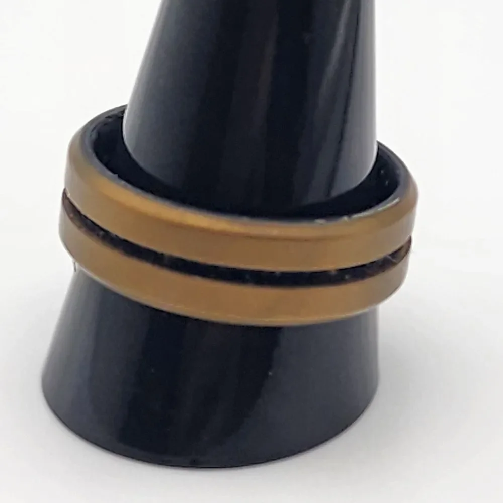 ROQ Gold & Black Breathable Comfort Engraved Middle Line Silicone Ring (11)